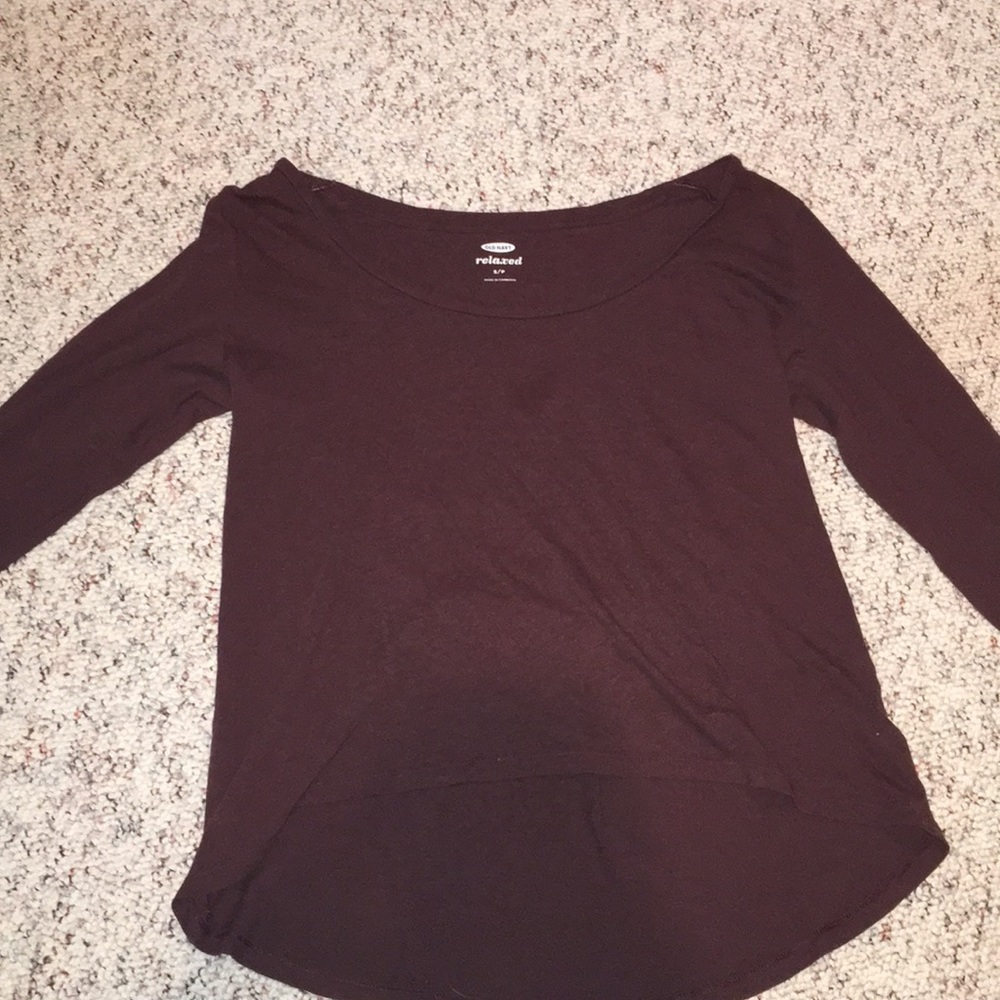 Maroon relaxed 3/4 length t shirt
